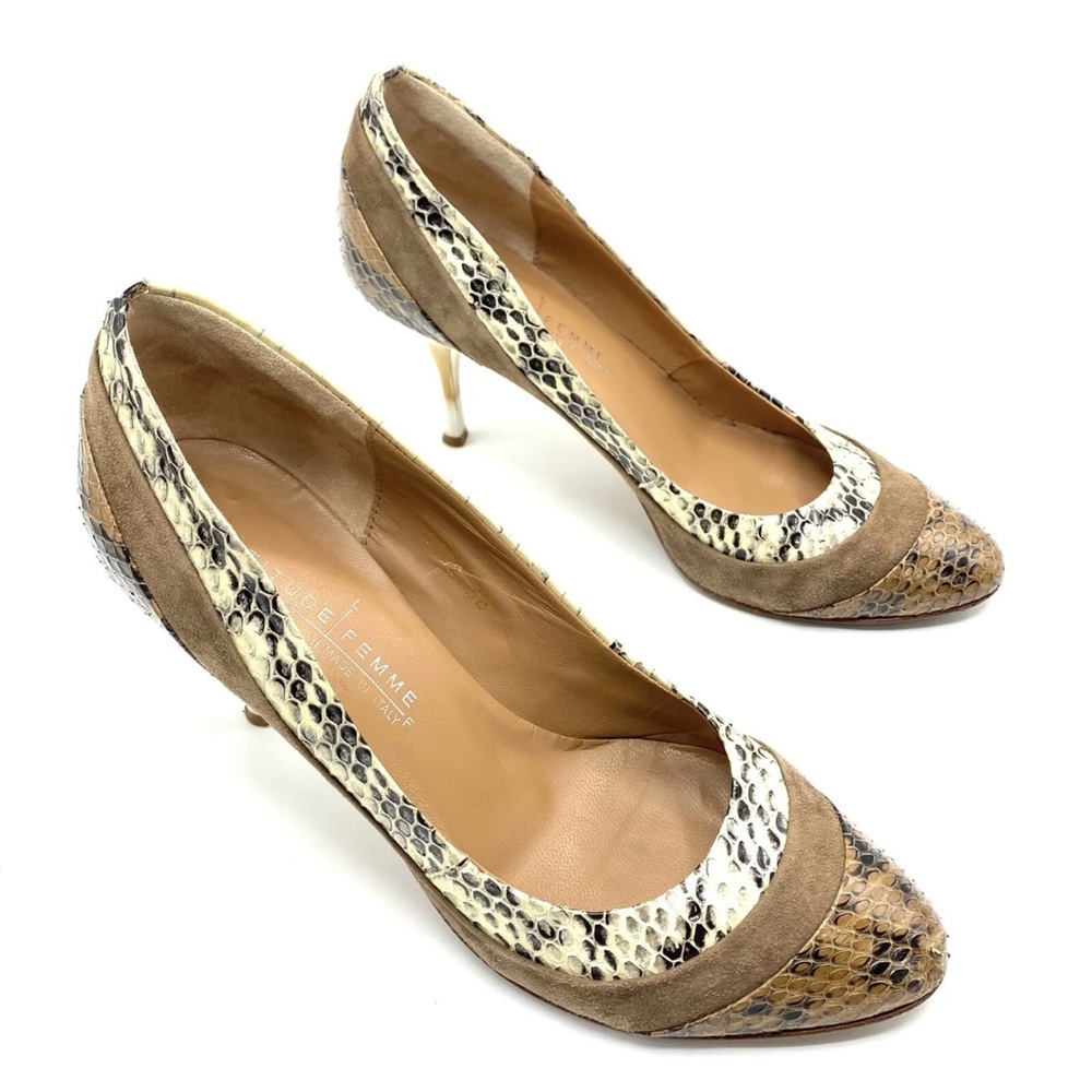 Latitude Femme Suede Snakeskin Leather Stiletto Heels Size 38 Academia
